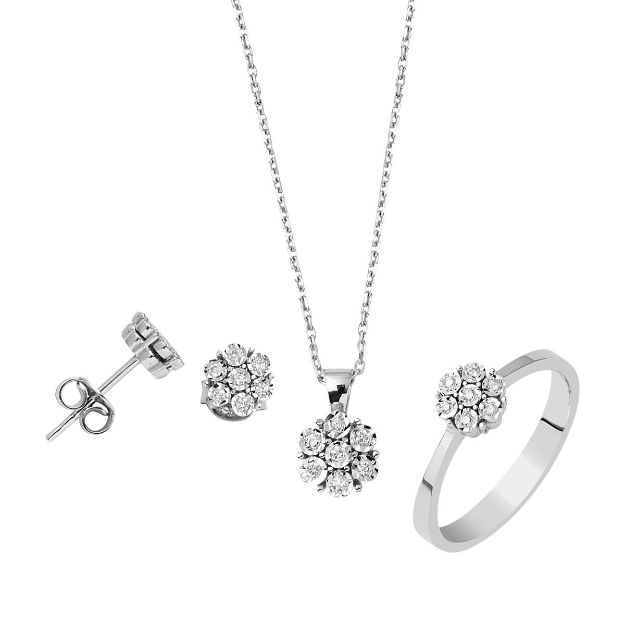 Zer Flower 3'lü Pırlanta Set resmi