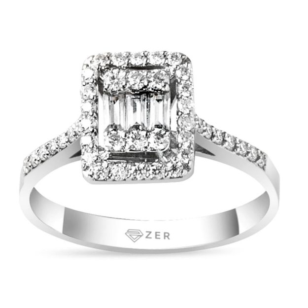 0,45 Karat Mozanit Taşlı Baget Yüzük resmi