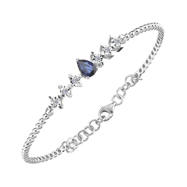 Safir Taşlı Pırlanta Altın Bilezik resmi