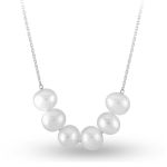 İncili 14 Ayar Beyaz Altın Kolye resmi