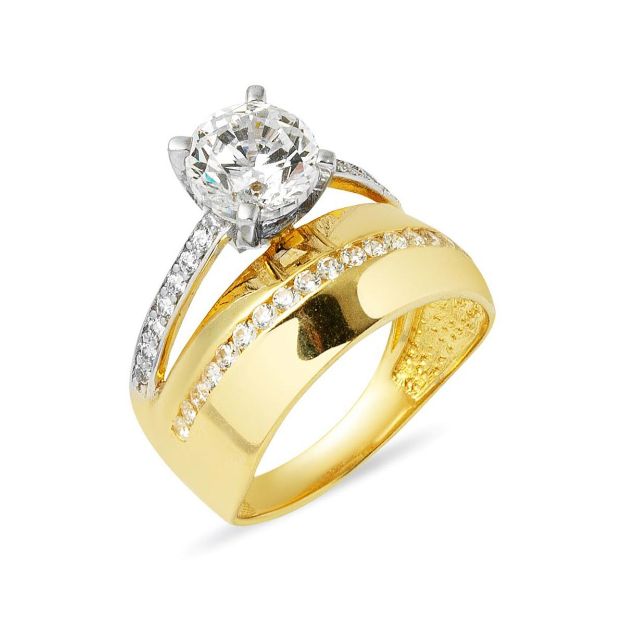 Tektaşlı Alyans 14 Ayar Altın Yüzük resmi