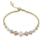 İncili Top Top Altınlı 14 Ayar Bilezik resmi