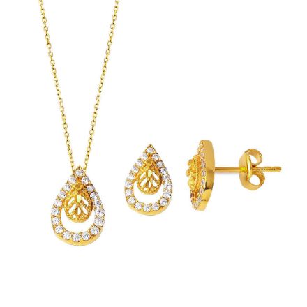 Damla Kolye + Küpeli 14 Ayar Altın Mini Set için ayrıntıları göster Damla Kolye + Küpeli 14 Ayar Altın Mini Set resmi