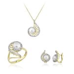 İncili 14 Ayar Altın Zincirli Nisan Seti resmi