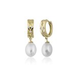 İncili Halkalı 14 Ayar Altın Küpe resmi