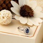 0,89 ct Safir & 0,05 ct Pırlantalı Yüzük resmi