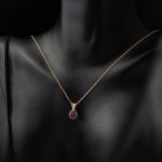 Pembe Taşlı Kolye & Küpeli Rose Altın Set resmi