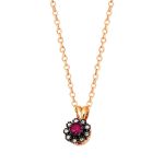 Pembe Taşlı Kolye & Küpeli Rose Altın Set resmi