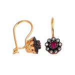 Pembe Taşlı Kolye & Küpeli Rose Altın Set resmi
