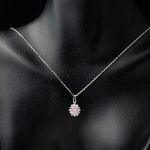 Pembe Damla Taşlı Beyaz Altın Kolye resmi
