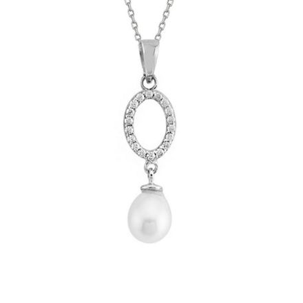 Oval Halka İncili Altın Kolye için ayrıntıları göster Oval Halka İncili Altın Kolye resmi