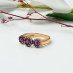Pembe Taşlı Rose Altın Yüzük resmi