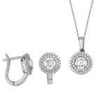 Kolye & Küpe Baget Taşlı Altın Set resmi