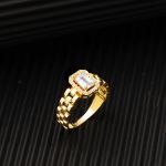 Rolex Tasarımlı Baget Taşlı 14 Ayar Altın Yüzük resmi