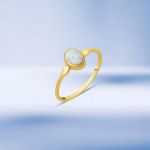 14 Ayar Beyaz Opal Taşlı Trend Altın Yüzük resmi