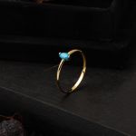 14 Ayar Oval Firuze Taşlı Rose Altın Yüzük resmi
