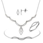 Minimal Tasarım Nişan Set Takımı Beyaz Altın resmi