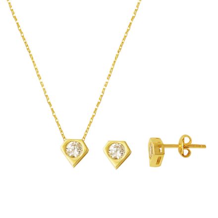 Minimal Tasarım Tektaşlı 2'li 14 Ayar Altın Set için ayrıntıları göster Minimal Tasarım Tektaşlı 2'li 14 Ayar Altın Set resmi