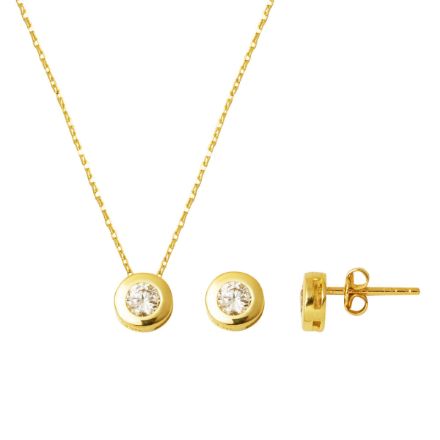 Yuvarlak Tek Taşlı 14 Ayar Altın Takı Seti için ayrıntıları göster Yuvarlak Tek Taşlı 14 Ayar Altın Takı Seti resmi