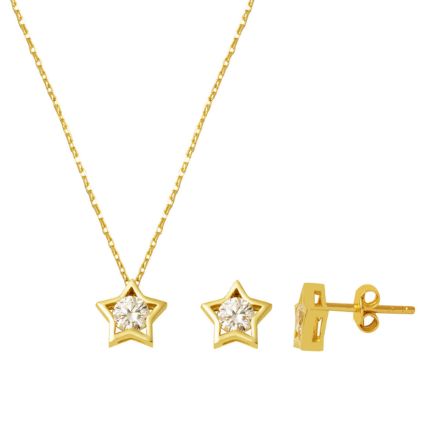 Yıldız Tasarım 14 Ayar Tek Taşlı Altın Set için ayrıntıları göster Yıldız Tasarım 14 Ayar Tek Taşlı Altın Set resmi