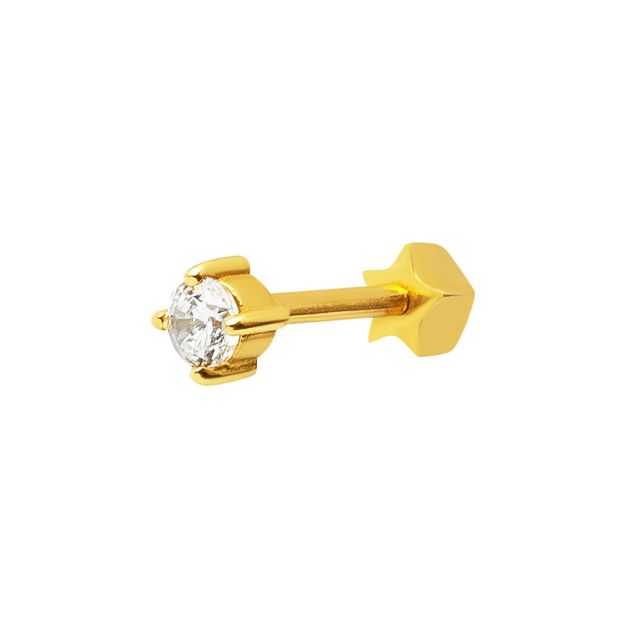 14 Ayar Altın Tektaş Tragus Küpe resmi