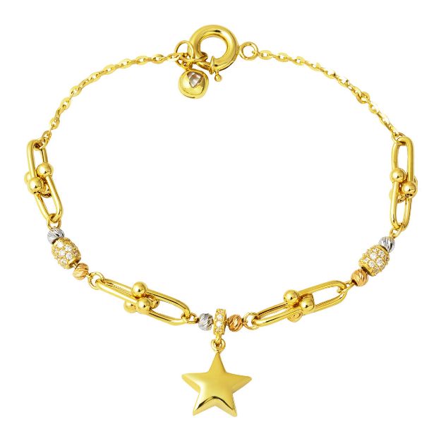 14 Ayar Yıldız Tiffany Pandora Altın Bileklik resmi