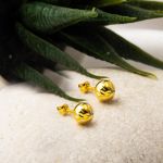 Kalemli Büyük Sarı Altın Top Küpe 7 mm. resmi