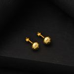 Kalemli Büyük Sarı Altın Top Küpe 7 mm. resmi