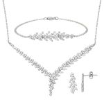 14 Ayar Markiz Taşlı Tasarım Beyaz Altın Üçlü Set resmi