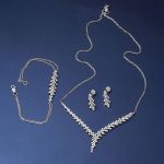 14 Ayar Markiz Taşlı Tasarım Beyaz Altın Üçlü Set resmi