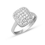 Beyaz Altın Piramit Baget Yüzük resmi