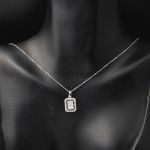 Kare Taşlı 14 Ayar Beyaz Altın Baget Set resmi