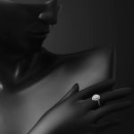 Damla Bagetli 14 Ayar Beyaz Altın Yüzük resmi