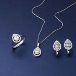 Damla Bagetli 14 Ayar Beyaz Altın Set resmi