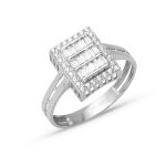 Beyaz Altın Baget Taşlı Spor Yüzük resmi