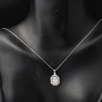 Köşeli 14 Ayar Beyaz Altın Baget Set resmi