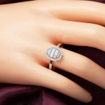 Köşeli 14 Ayar Beyaz Altın Baget Set resmi