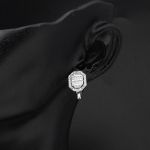 Köşeli 14 Ayar Beyaz Altın Baget Set resmi