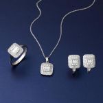 14 Ayar Beyaz Altın Baget Set resmi