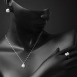 14 Ayar Beyaz Altın Baget Set resmi