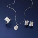 14 Ayar Beyaz Altın Baget Taşlı Spor Set resmi