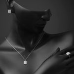 14 Ayar Beyaz Altın Baget Taşlı Spor Set resmi