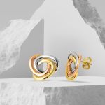 3 Renkli Taşsız Altın Düğüm Küpe resmi