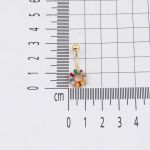 14 Ayar Renkli Taşlı Altın Göbek Piercing resmi