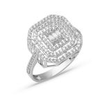 14 Ayar Beyaz Altın Baget Yüzük resmi