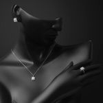 14 Ayar Klasik Beyaz Altın Baget Taşlı Set resmi