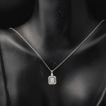 14 Ayar Klasik Beyaz Altın Baget Taşlı Set resmi