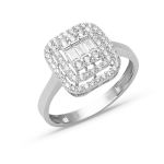 Baget Taşlı Tasarım Beyaz Altın Yüzük resmi