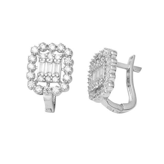 Beyaz Altın Baget Tasarım Küpe resmi