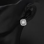 Beyaz Altın Baget Tasarım Küpe resmi